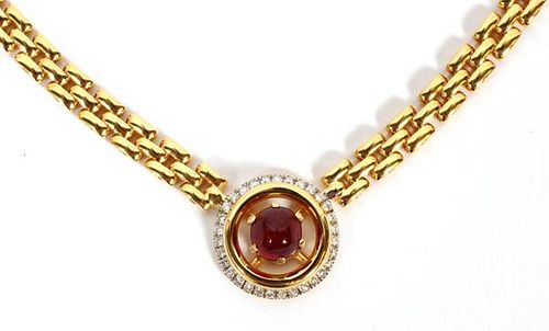 2CT NATURAL RED SPINEL AND .36CT DIAMOND NECKLACE