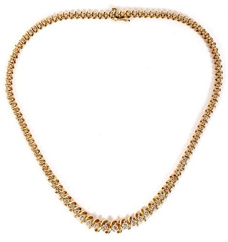 6CT DIAMOND AND 14KT YELLOW GOLD NECKLACE