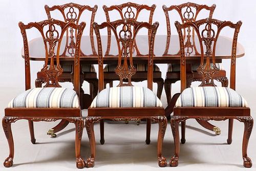 HICKORY WHITE MAHOGANY CHIPPENDALE STYLE DINING SET