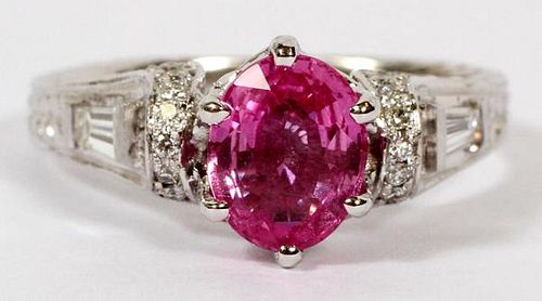 1.50CT NATURAL PINK SAPPHIRE AND DIAMOND RING
