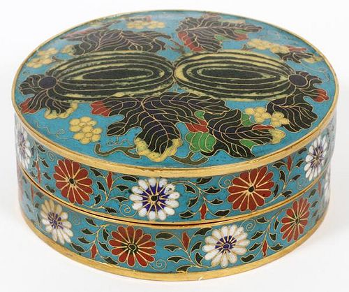 CHINESE ROUND CLOISONNE FLORAL BOX