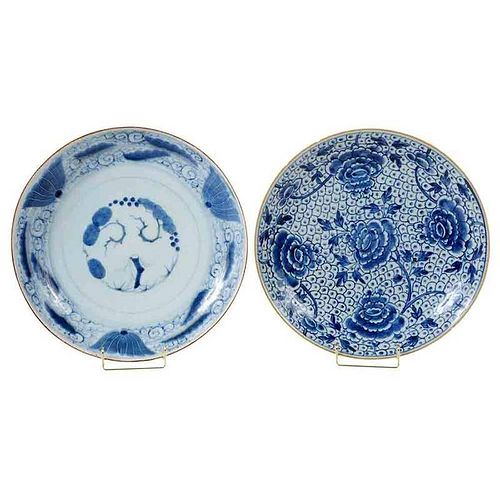 Pair Chinese Blue And White Chargers