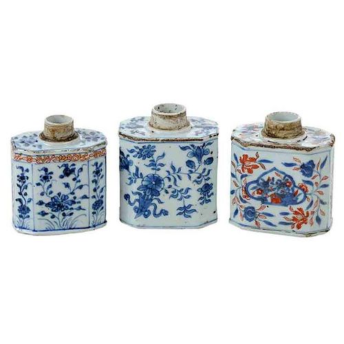Three Chinese Export Porcelain Tea Caddies