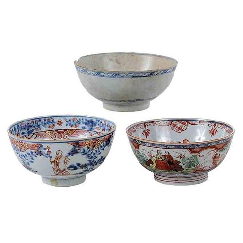 Three Anhua Export Porcelain Bowls
