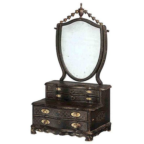 Chinese Export Lacquer Dressing Mirror