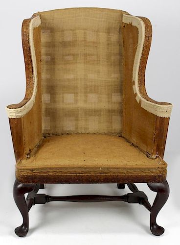 NEWPORT QUEEN ANNE MAHOGANY WING CHAIR
