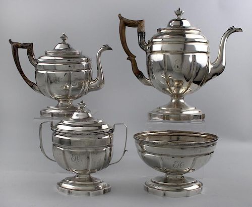 4-PIECE AMERICAN FEDERAL SILVER TEA AND COFFEE SET
