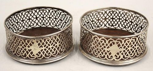 PAIR OF 18TH C. ENGLISH SILVER WINE COASTERS