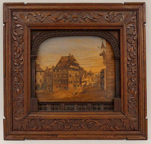 19TH C. SWISS MARQUETRY PICTURE
