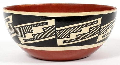 ACOMA POTTERY ROUND BOWL BY M T