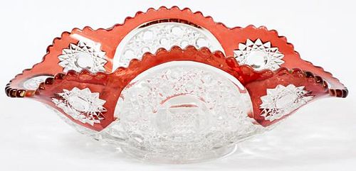 CRANBERRY TO CLEAR GLASS BOWL