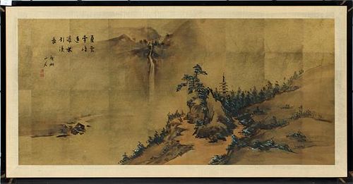 JAPANESE HAND PAINTED ON PAPER SCENIC VIEW