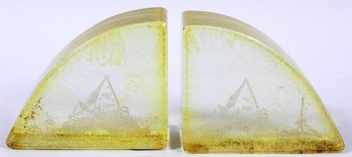 DECO GLASS BOOKENDS 1940