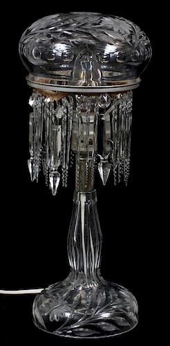 AMERICAN CUT AND ENGRAVED GLASS LAMP
