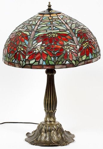 LEADED GLASS TABLE LAMP CONTEMPORARY SHADE