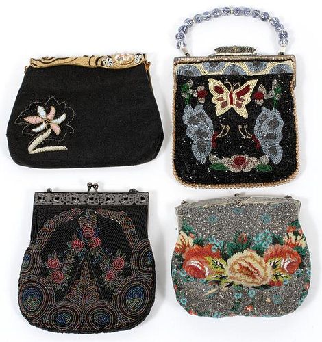 MULTICOLORED BEADED BAGS 4 PIECES
