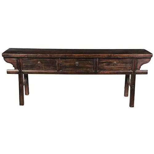 Chinese Three Drawer Scroll Table