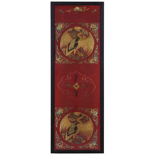 Chinese Embroidered Crane Panel