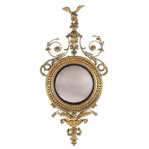 Carved and Gilt Wood Convex Mirror