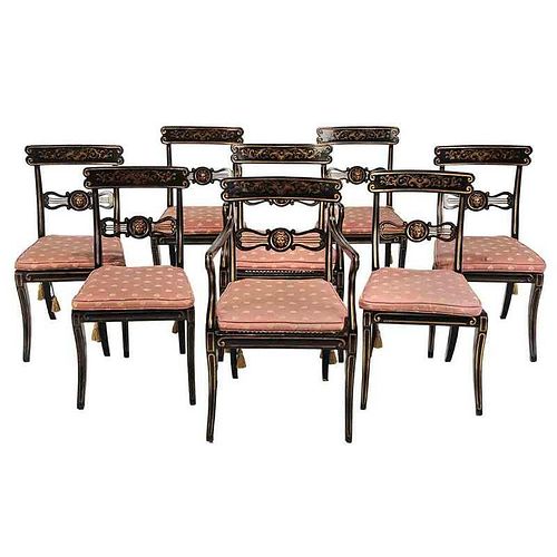 Set Eight Regency Style Dining Chairs