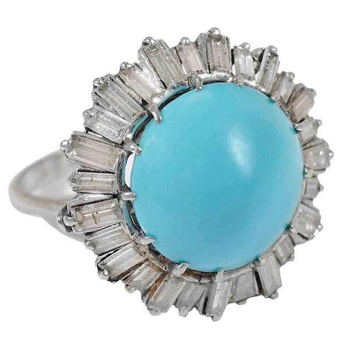 18kt. Diamond Persian Turquoise Ring