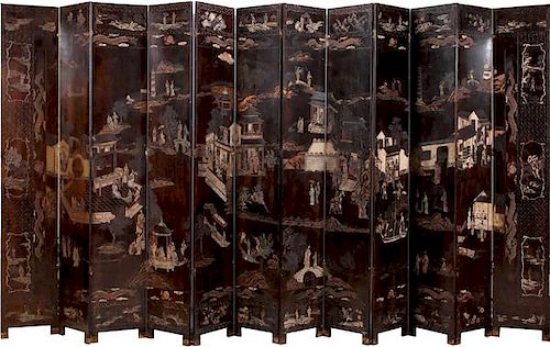 CHINESE 12 PANEL DIVIDER SCREEN