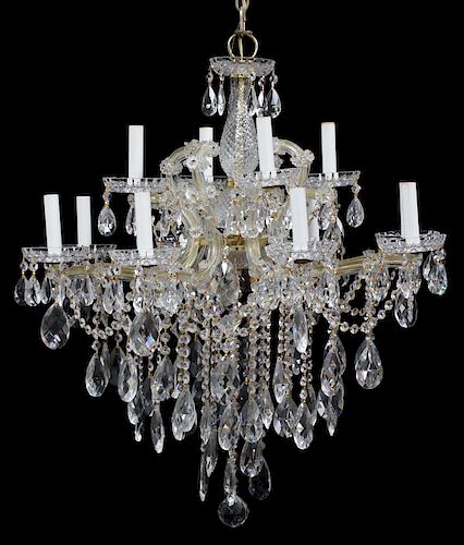 STRAUSS MARIE THERESE STYLE TWELVE-LIGHT CRYSTAL CHANDELIER