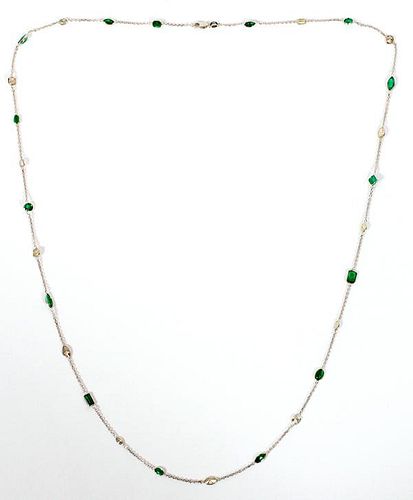 6CT NATURAL EMERALDS AND 3CT DIAMONDS YARD NECKLACE