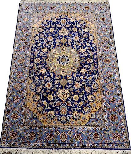 VERY FINE PERSIAN SILK AND WOOL CARPET