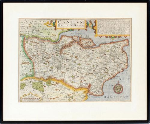 WILLIAM KIP AFTER JOHN NORDEN HAND COLORED MAP