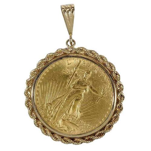 1908 Gold Coin Pendant