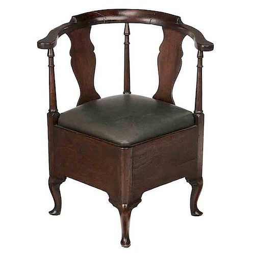 Southern Queen Anne Walnut Corner Chair