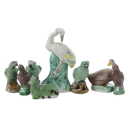 Eight Chinese Export Animal Figurines