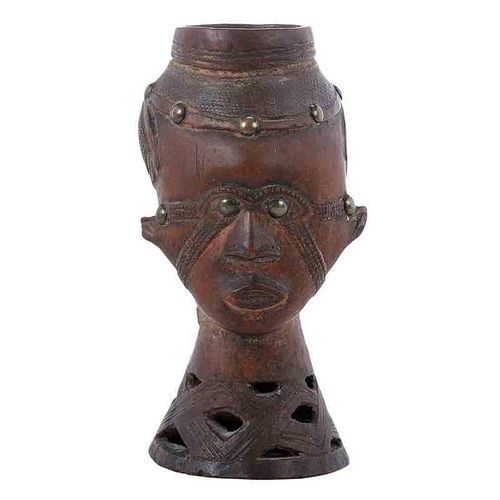 African Carved Wood Figural Wine Cup