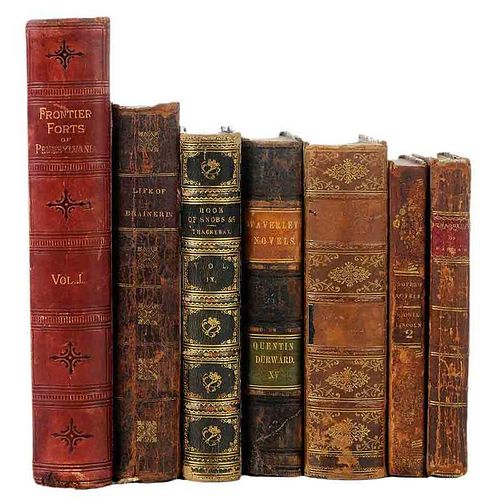 87 Assorted Leatherbound Books