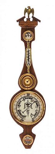 A Regency Style Wheel Barometer, Height 4 3/8 inches.