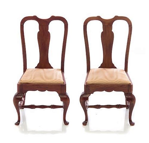 A Pair of Queen Anne Style Side Chairs, Height 3 1/4 inches.