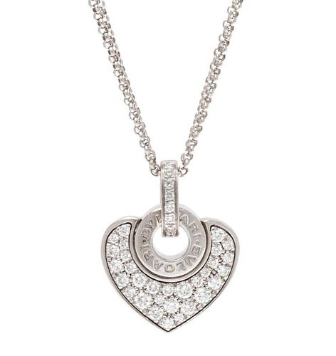 An 18 Karat White Gold and Diamond "Cuore" Necklace, Bvlgari, 5.70 dwts.