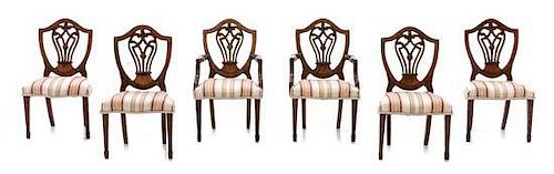 A Set of Six Hepplewhite Style Dining Chairs, Height 3 1/2 inches.