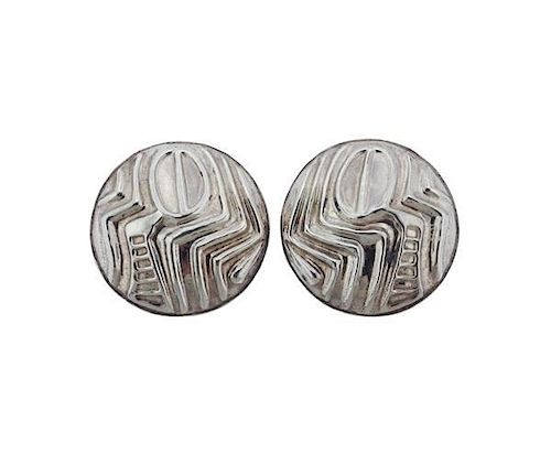Ilias Lalaounis Sterling Silver Disc Earrings