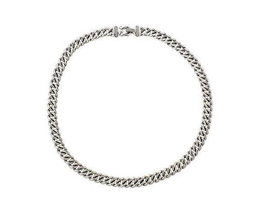 David Yurman Sterling Diamond Buckle Chain Necklace