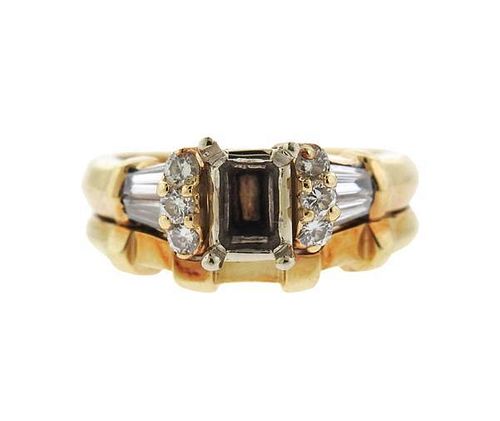 14K Gold Diamond Engagement Wedding Ring Mounting Set