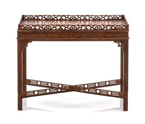 A Chippendale Style Mahogany Silver Table, Height 2 1/4 x width 2 7/8 x depth 1 3/4 inches.