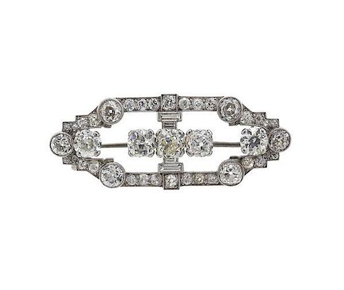 Art Deco Yard Platinum Diamond Brooch Pin