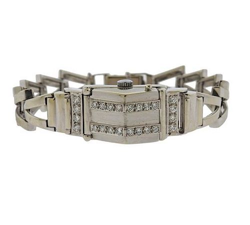 Retro Aerni 14k Gold Diamond Watch Bracelet