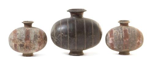 Three Pottery Cocoon Jars