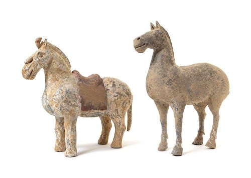 Two Pottery Figures of Horses