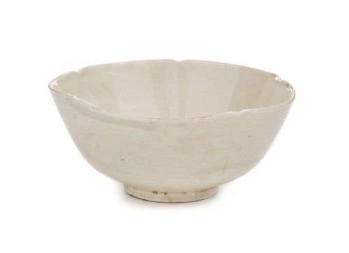A Ding White Glazed Porcelain Lobed Deep Bowl