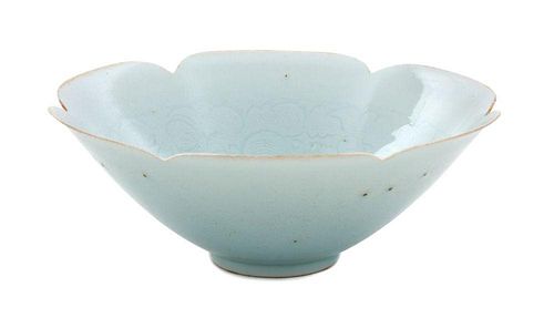 A Qingbai Carved Porcelain Petal Lobed Bowl