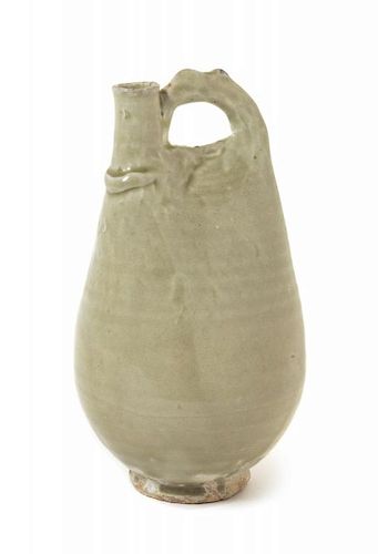 A Light Celadon Glazed Stoneware Flask